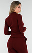Burgundy Zachte Stretch Top met Col en Lange Mouwen