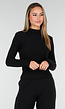 Zwarte Fleece Stretch Top met Col