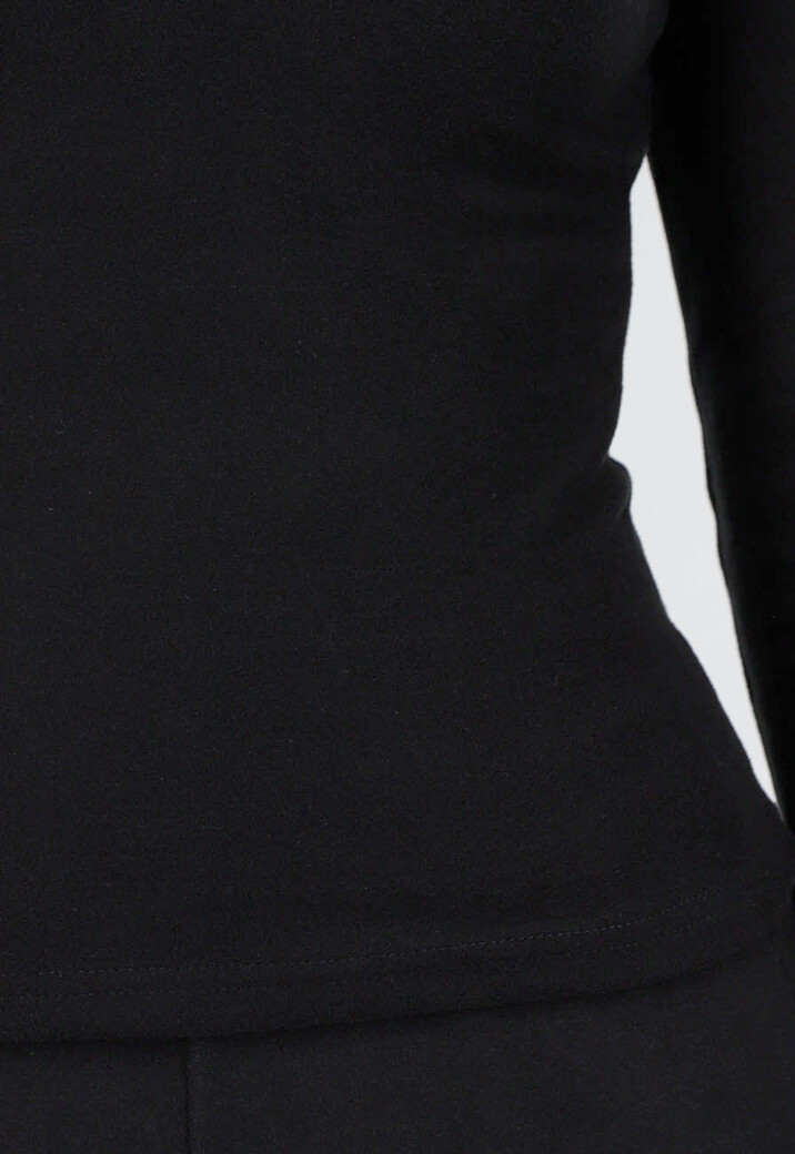 Zwarte Zachte Stretch Top met Col en Lange Mouwen