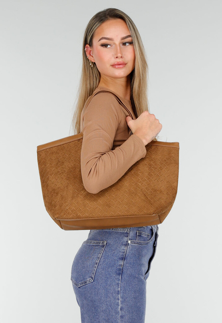 Woven Shopper Tas met Dubbele Hengsels