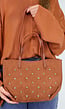 Suède Look Studded Shopper Tas met Hengsels