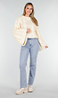 Cream Oversized Grofgebreide Kabeltrui met Lange Mouwen