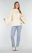 Cream Oversized Grofgebreide Kabeltrui met Lange Mouwen