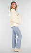 Cream Oversized Grofgebreide Kabeltrui met Lange Mouwen