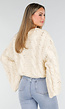 Cream Oversized Grofgebreide Kabeltrui met Lange Mouwen
