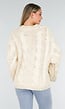 Cream Oversized Grofgebreide Kabeltrui met Lange Mouwen