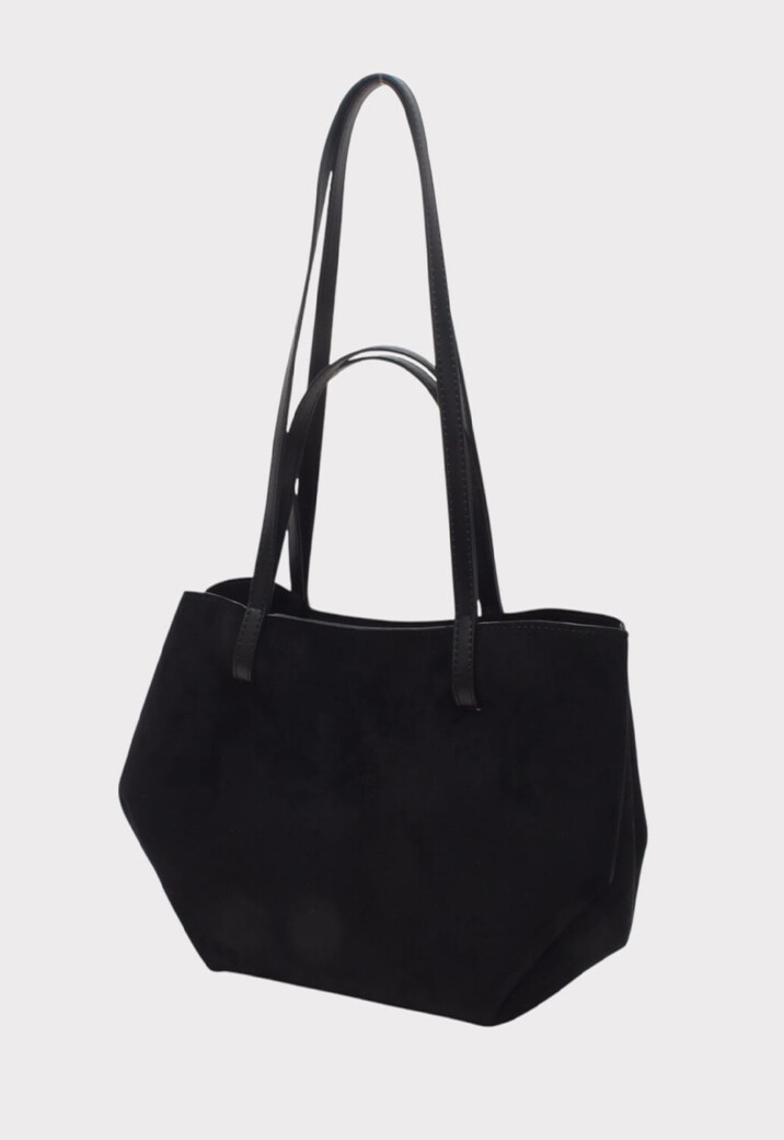 Suède Look Studded Shopper Tas met Hengsels