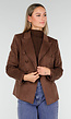 Bruine Stretch Suede Double Breasted Blazer