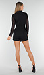 Zwarte Stretch Blazer Playsuit met Glitter Mesh Mouwen