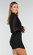 Zwarte Stretch Blazer Playsuit met Glitter Mesh Mouwen