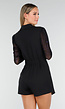 Zwarte Stretch Blazer Playsuit met Glitter Mesh Mouwen