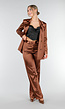 Bruine Satijnen Pantalon met Hoge Taille