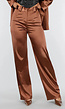 Bruine Satijnen Pantalon met Hoge Taille