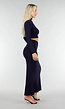 Navy Two Piece Set met Cut Out Top en Maxi Rok