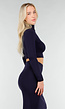 Navy Two Piece Set met Cut Out Top en Maxi Rok