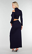 Navy Two Piece Set met Cut Out Top en Maxi Rok