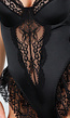 Zwarte Kant Lingerie Body met Kousen