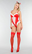 Rode Kerst Lingerie Body met Kant en Rendier Oortjes