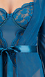 Petrol Lingerie Set met Open Kruis Body en Kimono