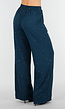 Zeeblauwe Linnenlook Glitter Pantalon met Stretchband
