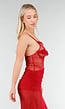 Rode Mesh Lingerie Jurk met Kant