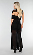 Zwarte Mesh Maxi Jurk met Cut-Out