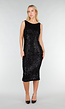Zwarte Glitter Midi Jurk met Mouwloos Design