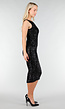 Zwarte Glitter Midi Jurk met Mouwloos Design