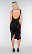 Zwarte Glitter Midi Jurk met Mouwloos Design