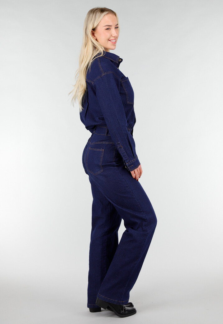 Denim Jumpsuit in Blauw met Lange Mouwen