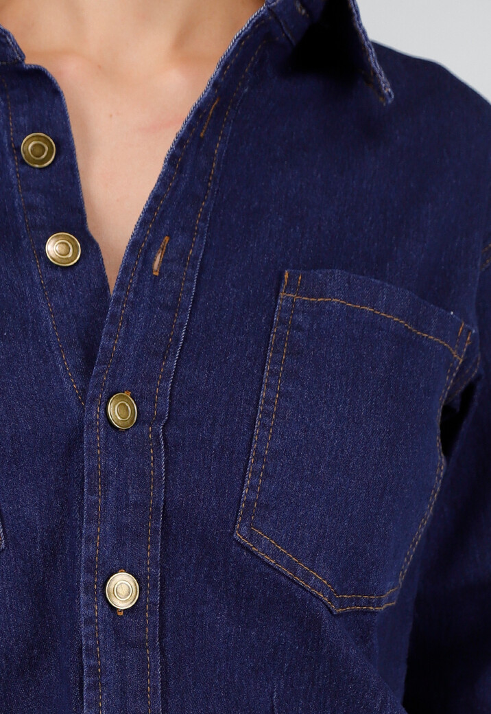 Denim Jumpsuit in Blauw met Lange Mouwen