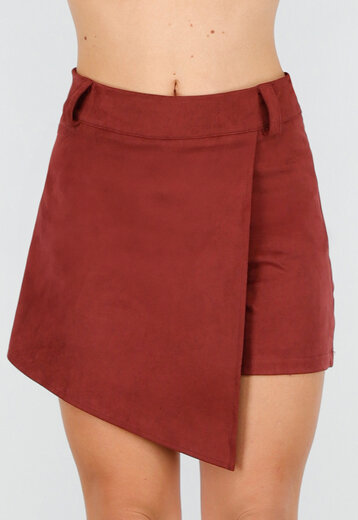 NEW160926 Rode Suede Stretch Skort