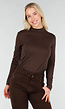 Bruine Top met Lange Mouwen en Col