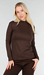 Bruine Top met Lange Mouwen en Col