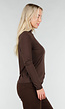 Bruine Top met Lange Mouwen en Col