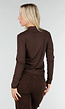 Bruine Top met Lange Mouwen en Col