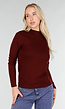 Bordeaux Top met Lange Mouwen en Col