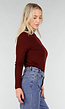 Bordeaux Top met Lange Mouwen en Col