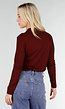 Bordeaux Top met Lange Mouwen en Col