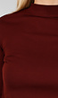 Bordeaux Top met Lange Mouwen en Col
