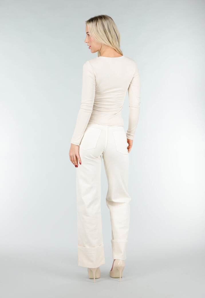 Beige Top met Cut Out Detail en Stretch