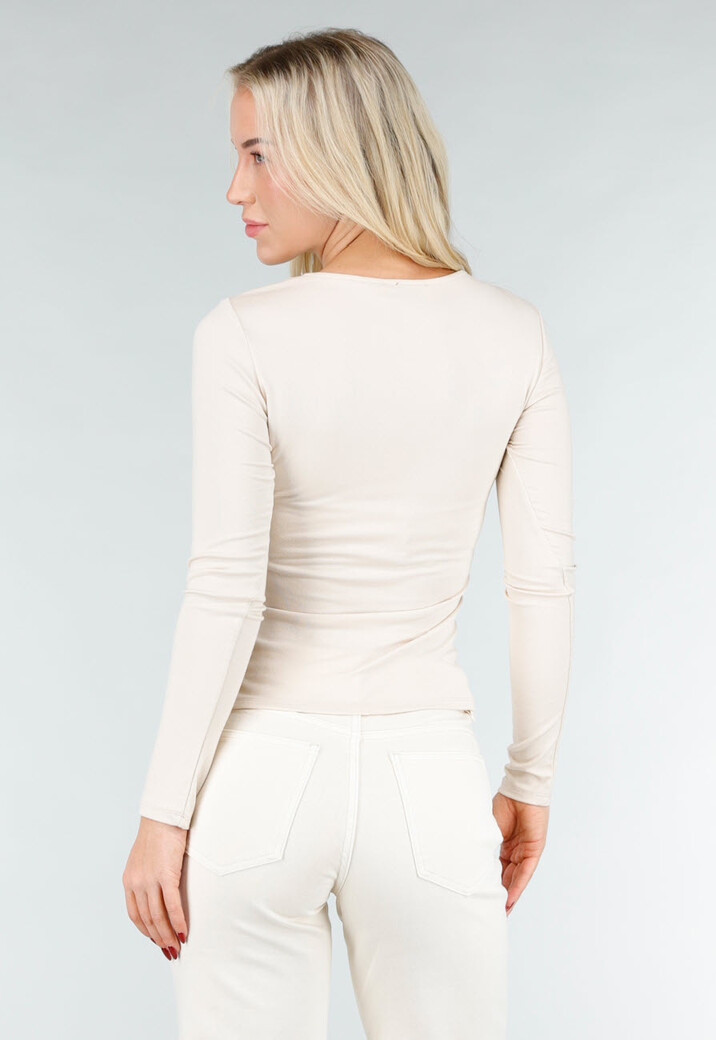 Beige Top met Cut Out Detail en Stretch