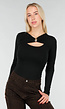 Zwarte Top met Cut Out en Gouden Detail