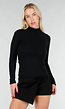 Zwarte Top met Col en Lange Mouw