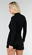 Zwarte Top met Col en Lange Mouw