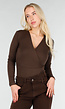 Bruine Wrap Bodysuit met Lange Mouw