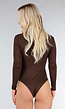 Bruine Wrap Bodysuit met Lange Mouw