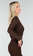 Bruine Wrap Bodysuit met Lange Mouw