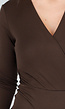 Bruine Wrap Bodysuit met Lange Mouw