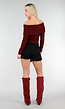 Bordeaux Off Shoulder Top met Lange Mouw